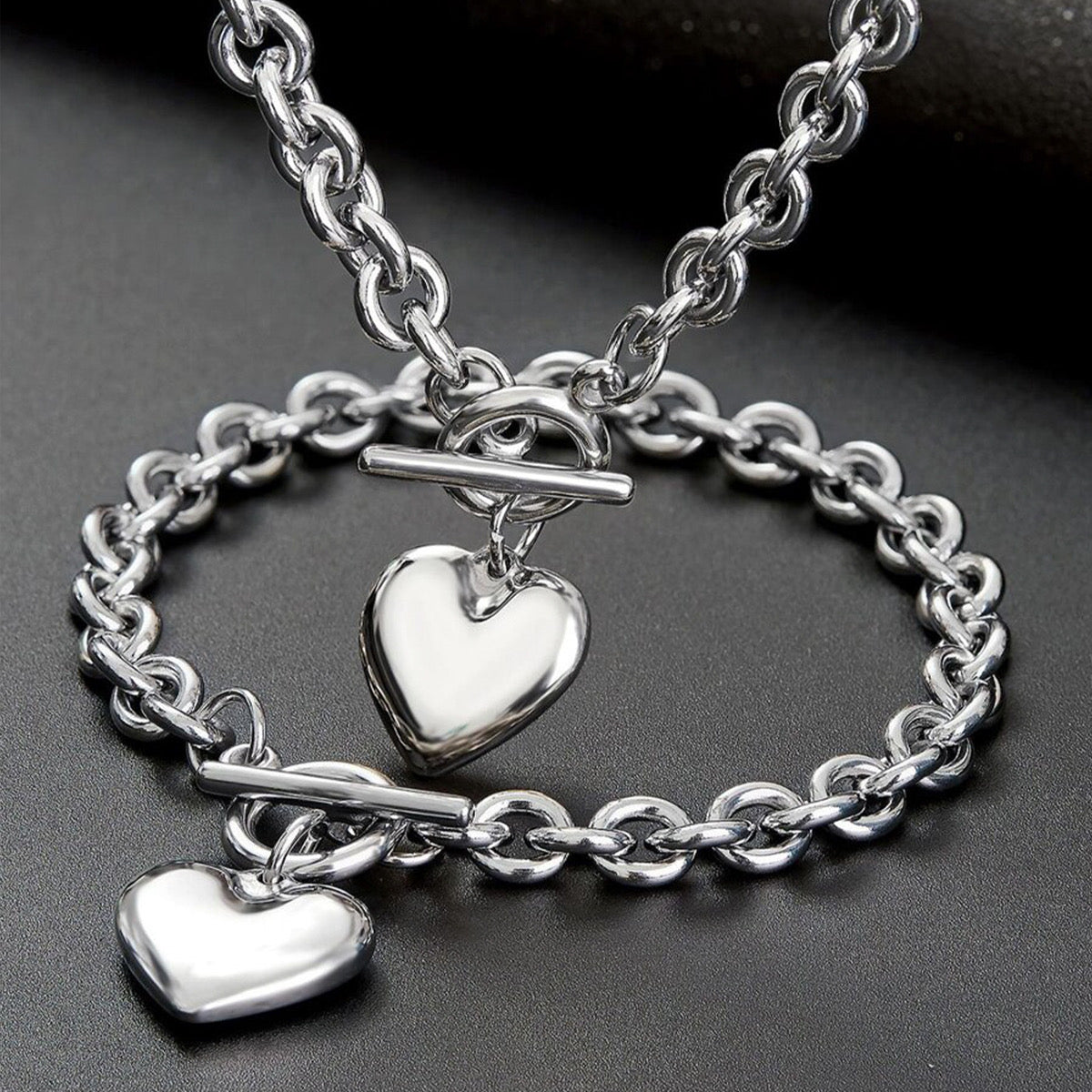 Set Corazón Toggle (Collar + Pulsera)